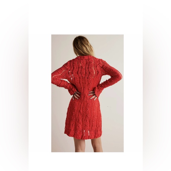 Free People Shayla Lace Mini Dress in Red size L new never worn - Picture 3 of 3
